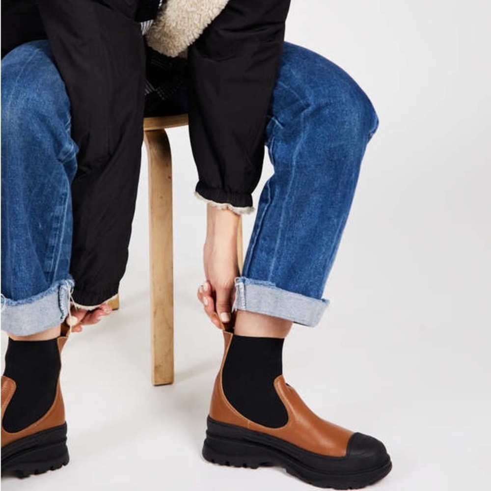 Intentionally Blank Leather Platform Boots